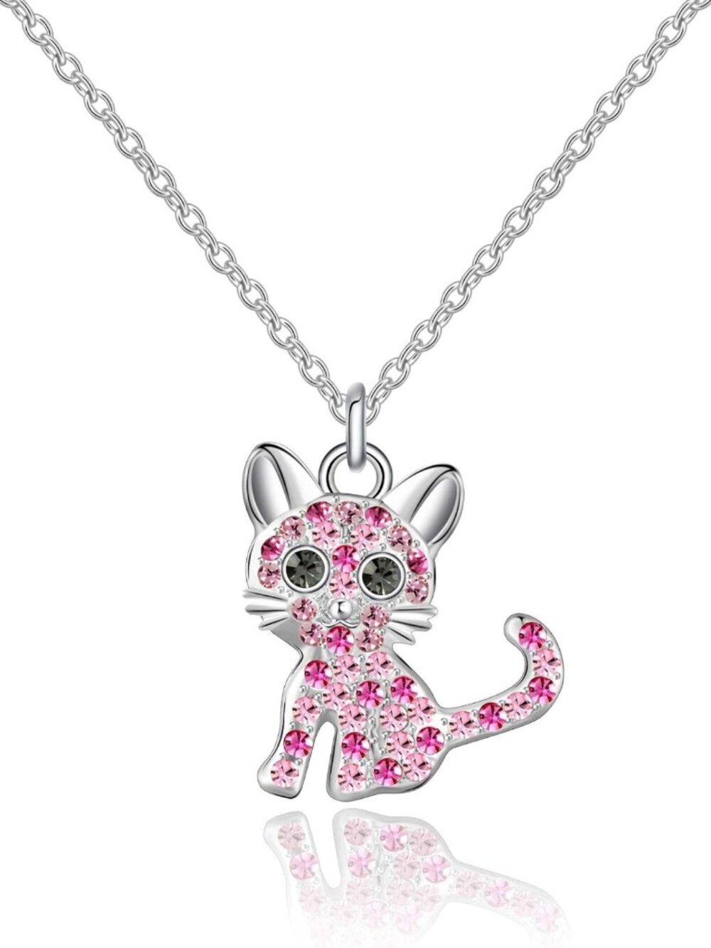 Girls Cat Birthstone Necklace - Cute Kitty Pendant Jewelry for Cat Lovers
